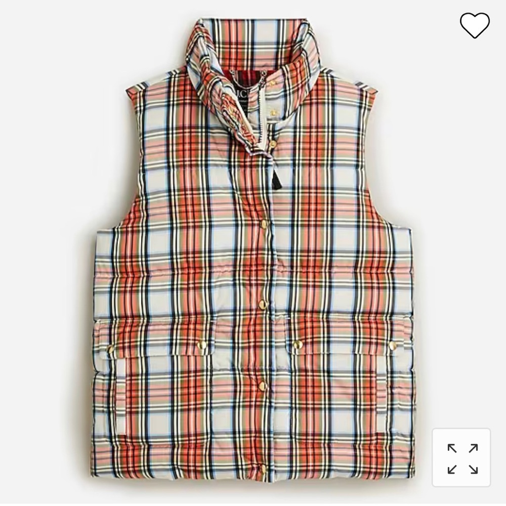 JCrew Puffer vest in Snowy Stewart tartan